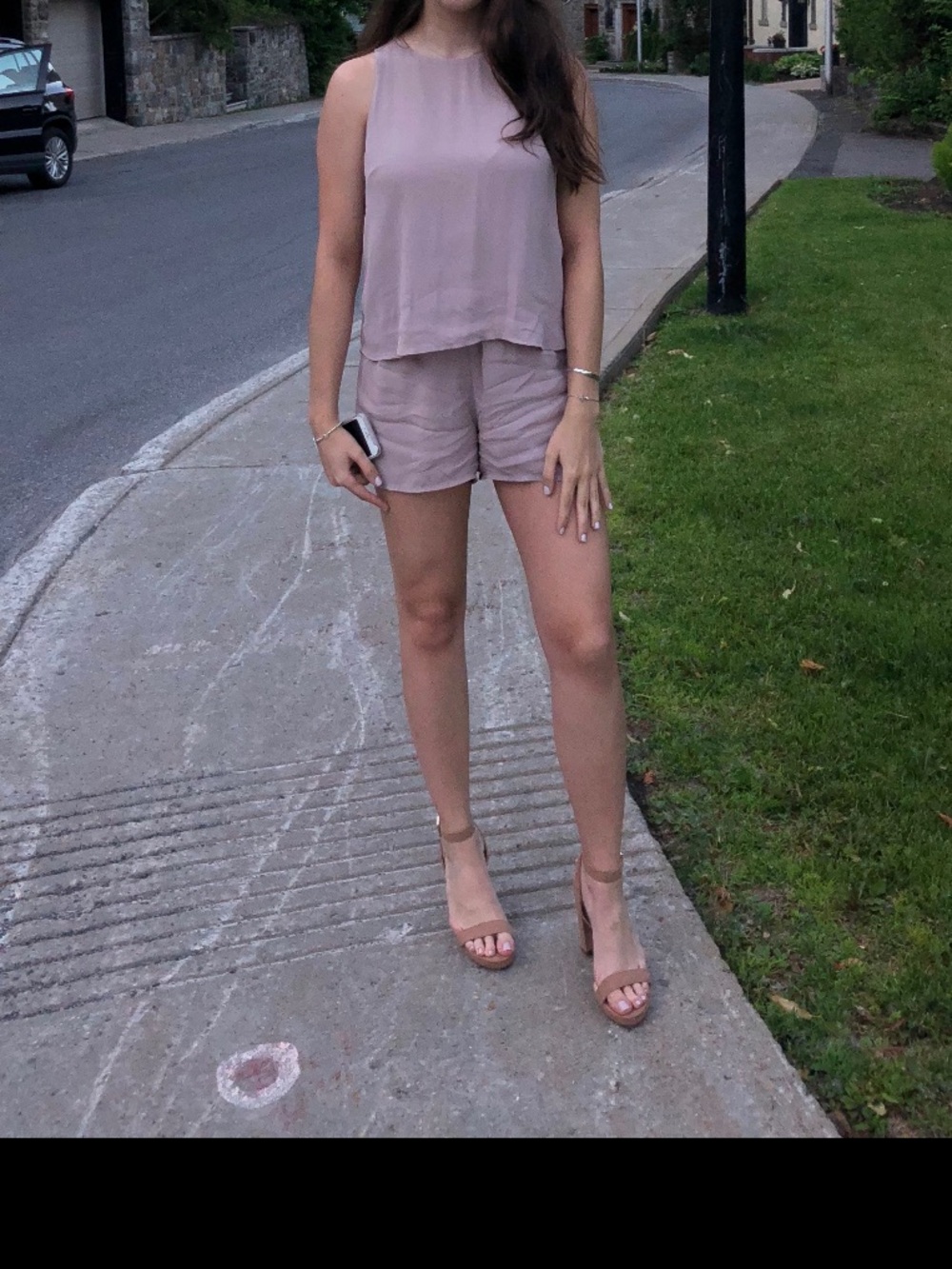 Babaton Mauve Sleeveless Layered Romper